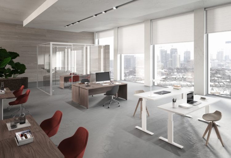 Edios pro desk in white two desks in office