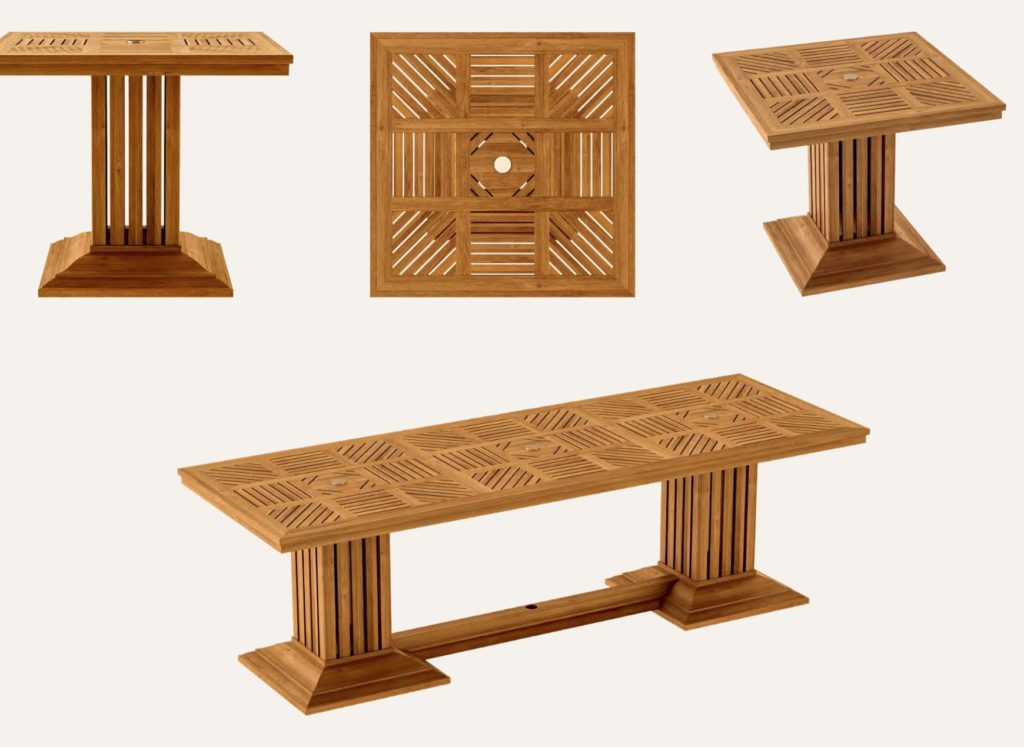 cutouts of square and rectangular Art Deco tables