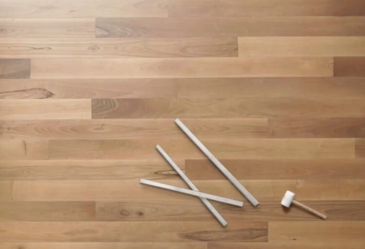 Wood floor with mallet and Clip-Up clips