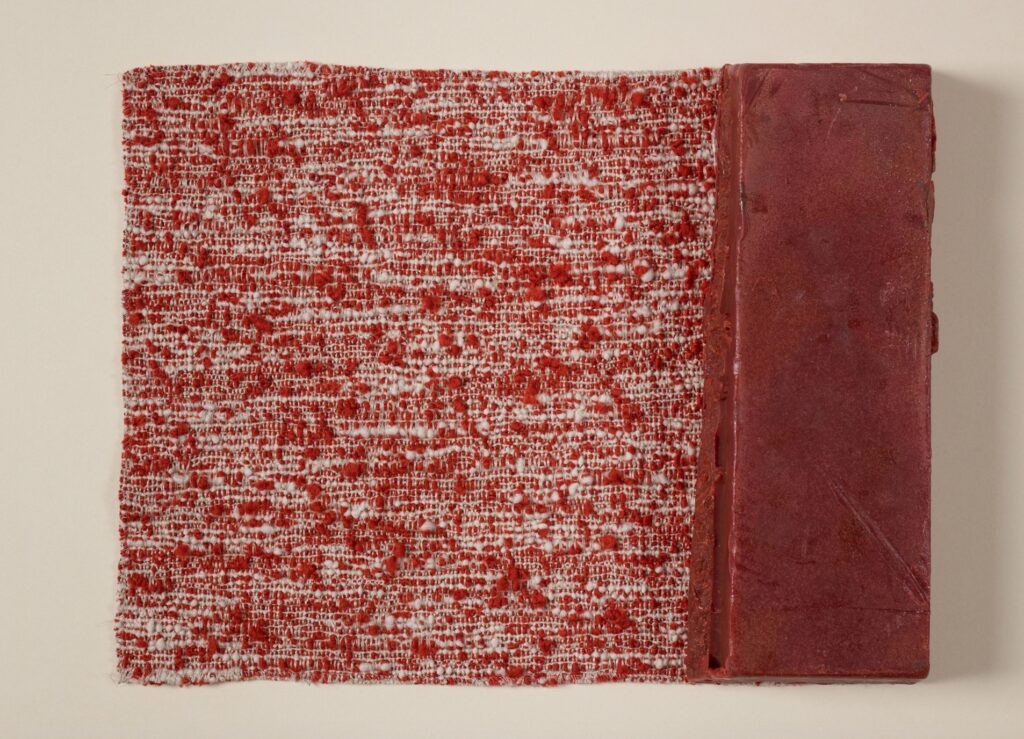 Delcourt collection highly textured textile in red and white fabric