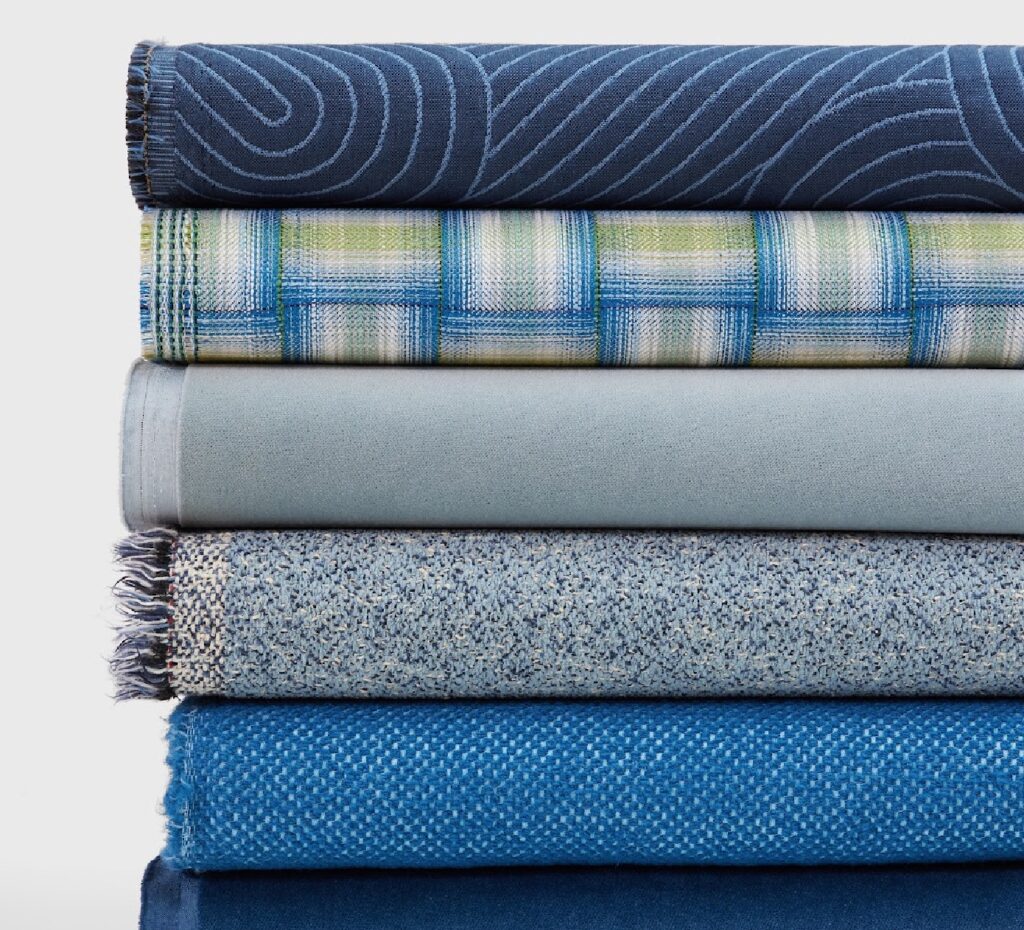 All Reunion fabrics in blue/gray colorway
