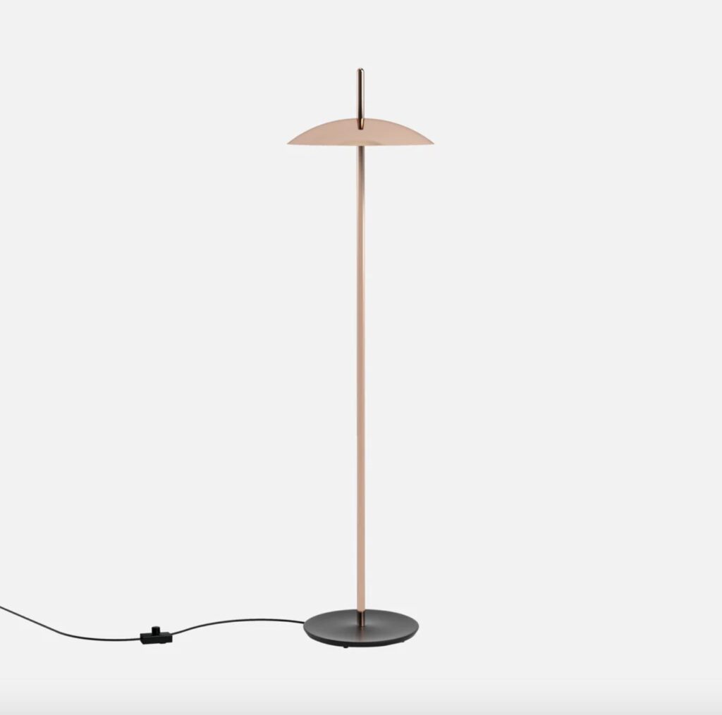 Signal floor lamp with copper shaft and shade