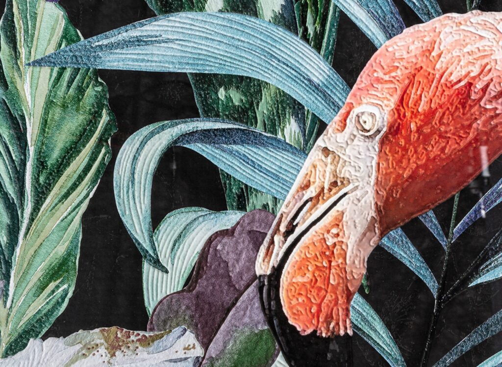 Verna Vélin flamingo design detail