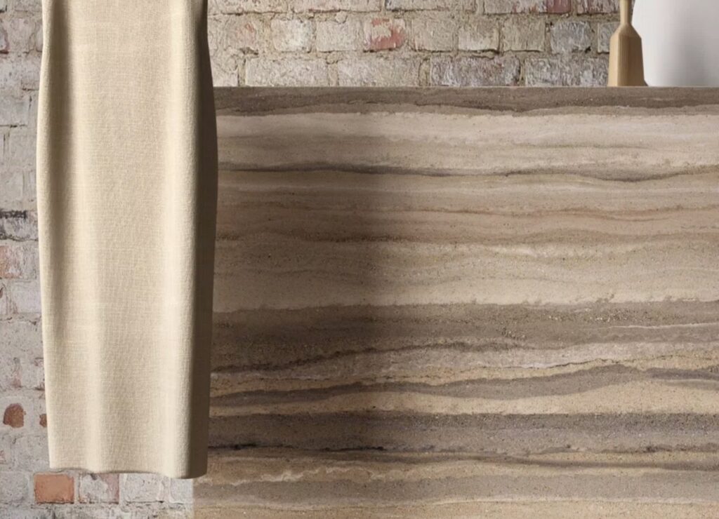 Compatta on dresser with aspect of sedimentary layers like a sand sculpture