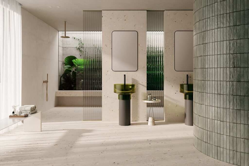 Room with Logico porcelain in terrazzo style