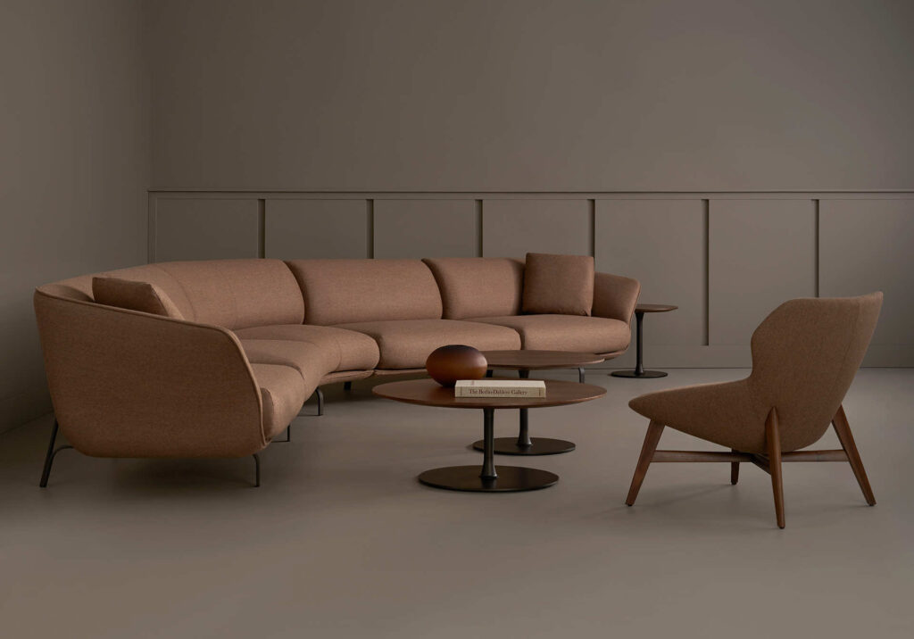 Cape modular sofa in brown with matching tables and chairs