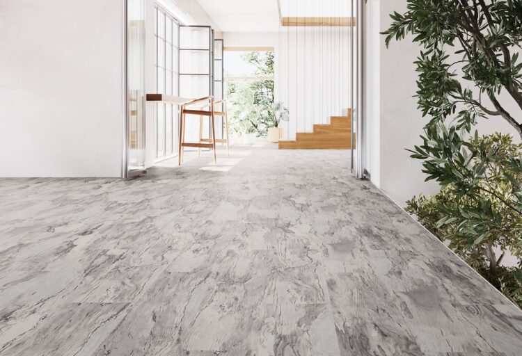 Taking Root LVT in gray/white in open space
