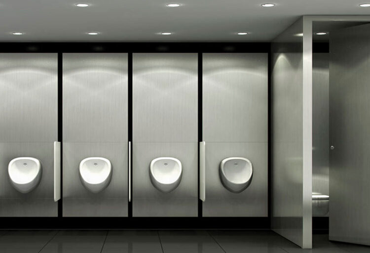Salco laminate washroom cubicles that look like stainless steel