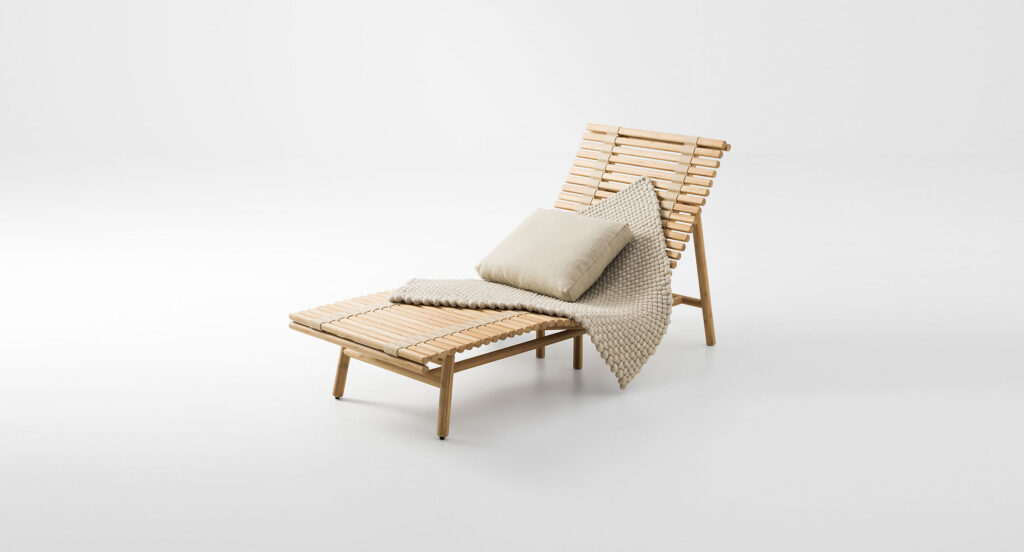 Bamboo lounge chair with cushioned matt and pillow