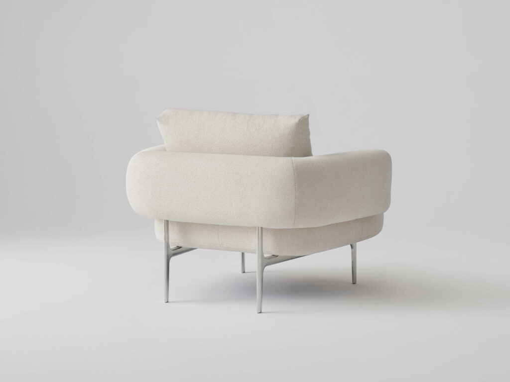 Back view of white lounge chair