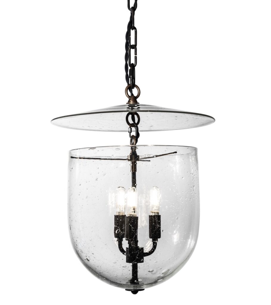 Transparent handblown glass pendant