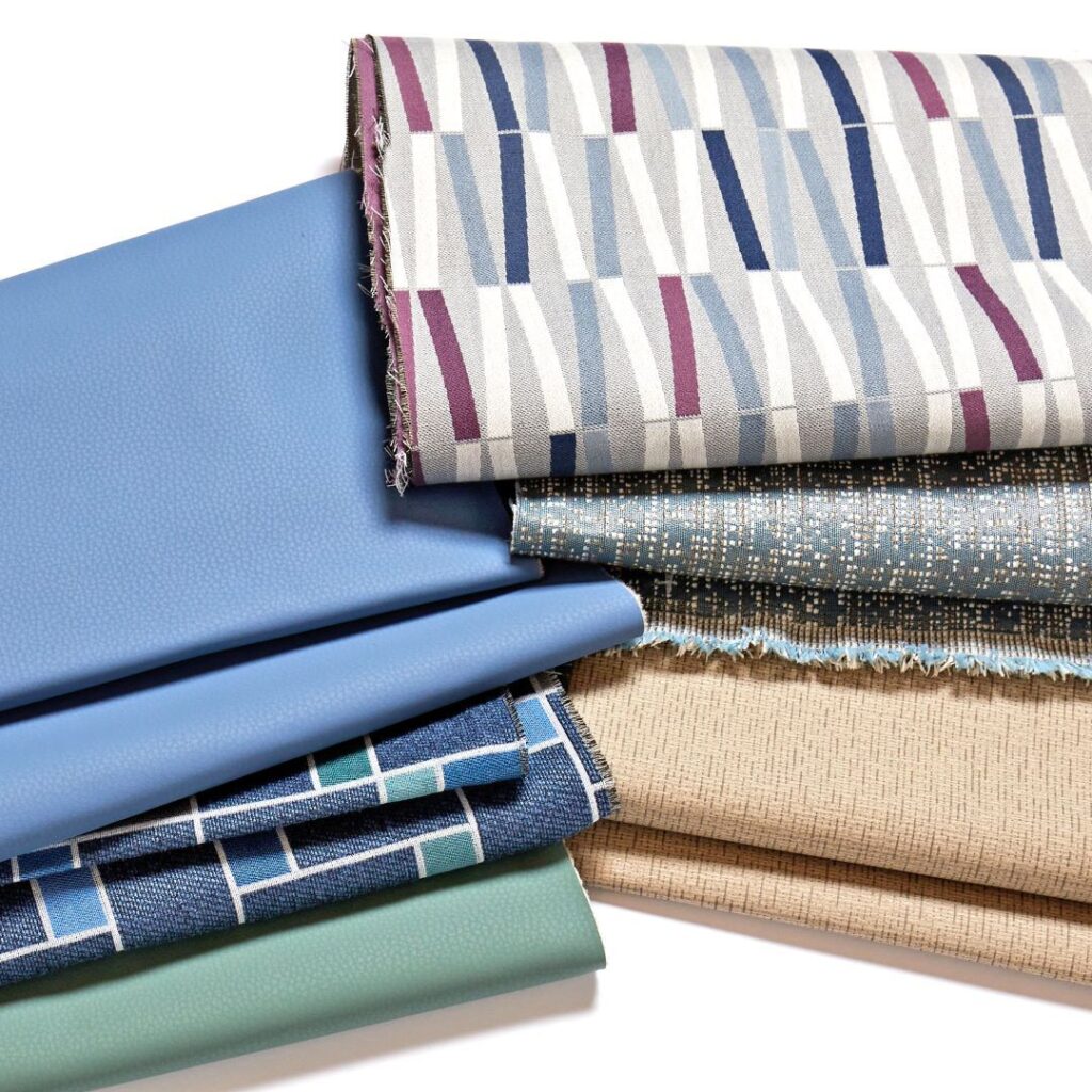 Ritual collection of fabrics in palette of blues and browns