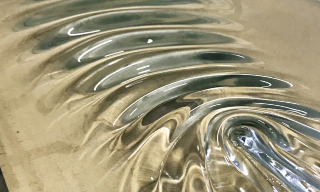 Another view of glass ripples in transparent glass
