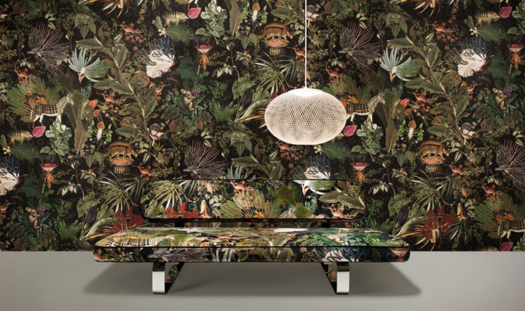 Menagerie of Extinct Animals wallcovering and fabric