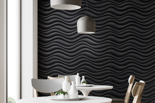 Tidal style in black on wall in kitchen