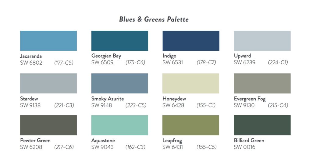 Blues and greens palette