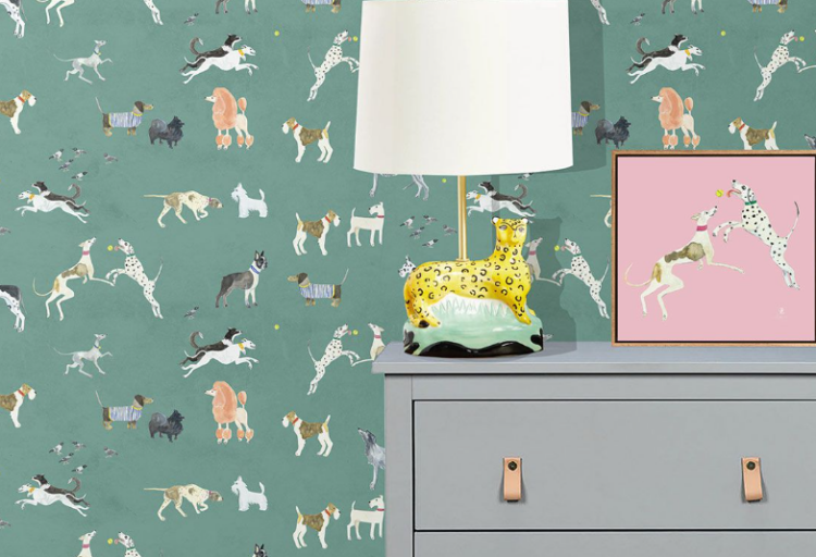 Doggies wallpaper turquoise