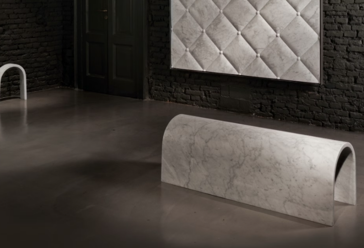 Galleria marble bench in situ