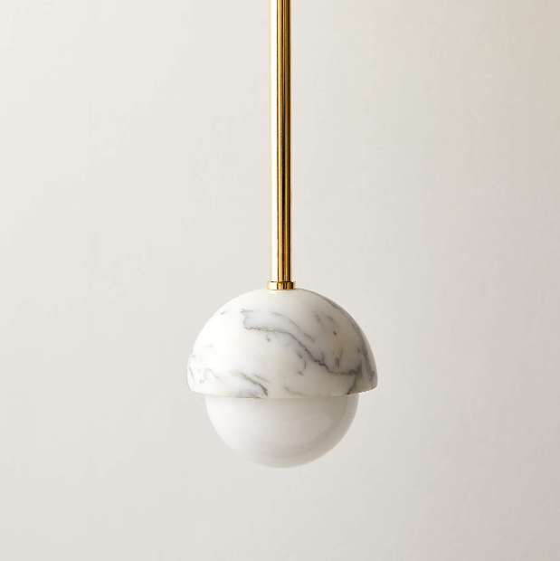 Polaris marble and brass pendant