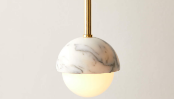 Polaris White Marble and Brass Globe Pendant Light by CB2