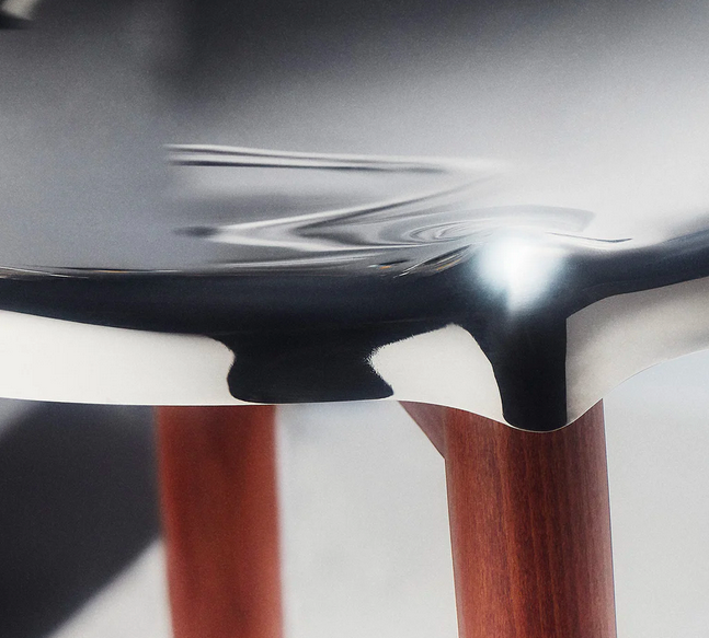 A close up of the steel of Monoshell Chair
