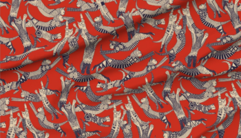 Cat Party Retro Fabric by Scrummy for Spoonflower