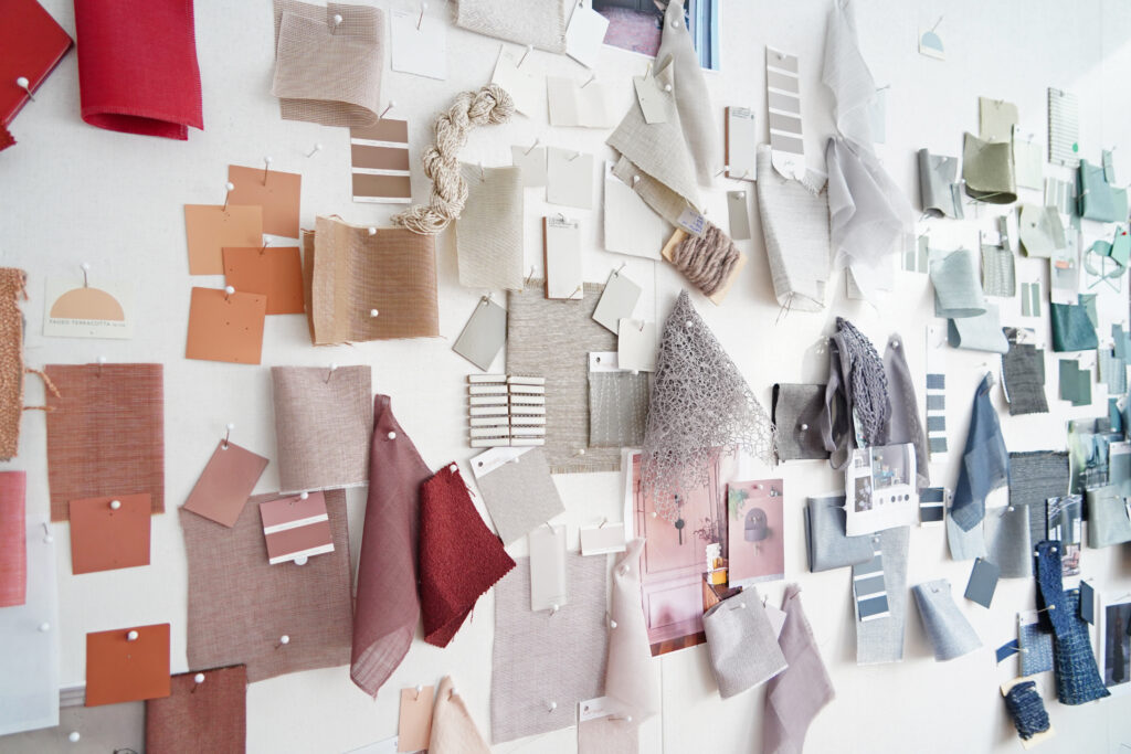 Tackboard showing a variety of the Go-To Collection fabrics