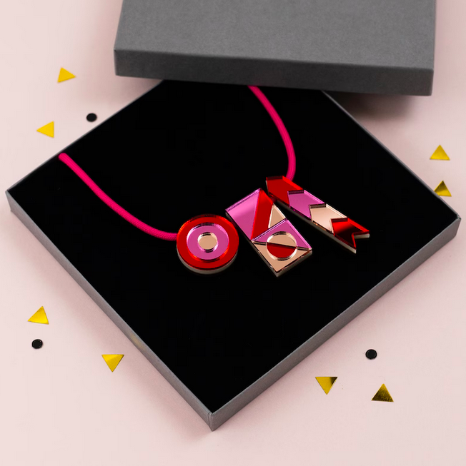 Product image of Red and Pink Geometric Necklace