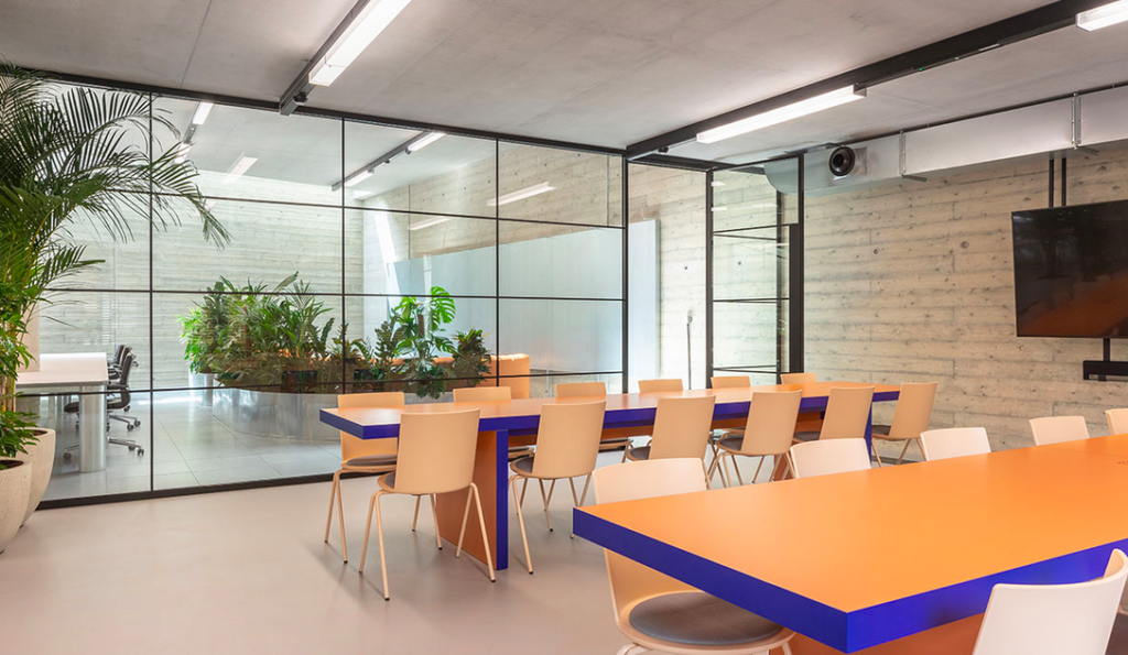 PurOptima project in situ featuring glass walls and partitions