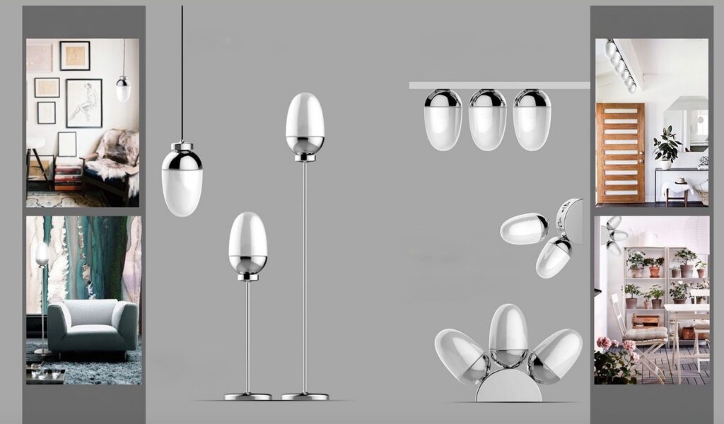 Modular Egg Lamp with many different configurations shown
