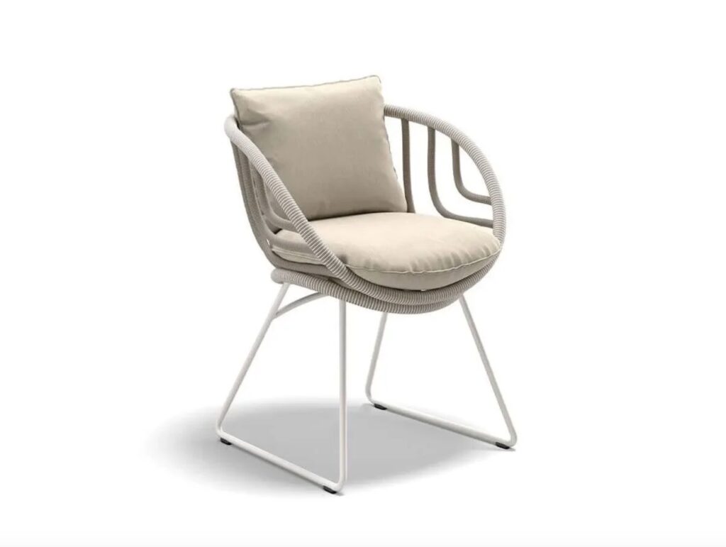 chair in gray fabric and upholstery