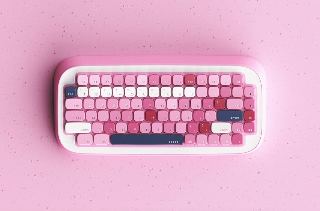 Colorful keyboard view from above