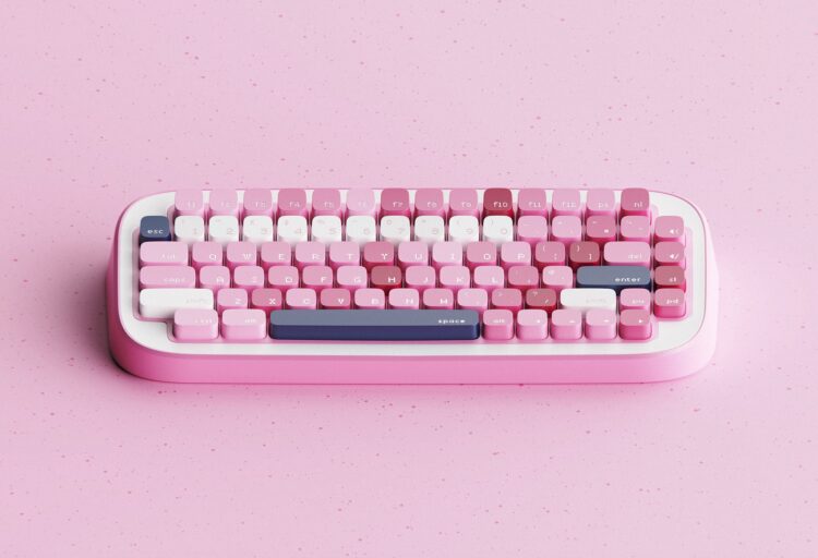 Keyboard with pink keys