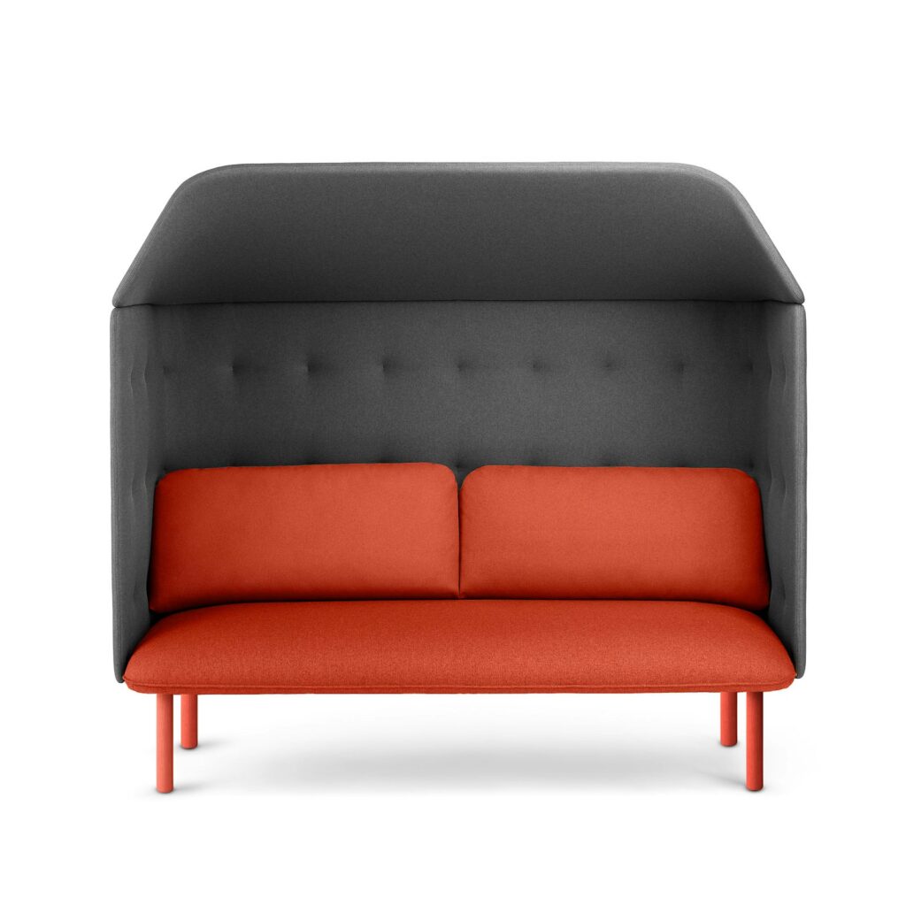 Lounge in gray and rust with canopy