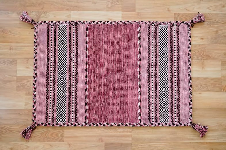 Pink Kilim Rug by INDIALIVING
