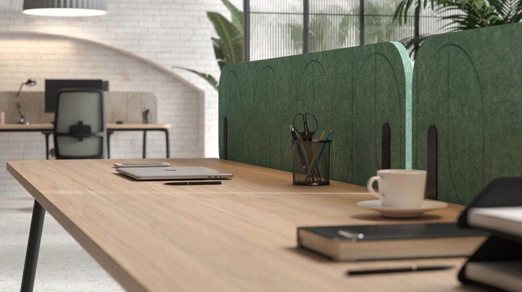 PET Felt Round desk partition emphasizes sustainability