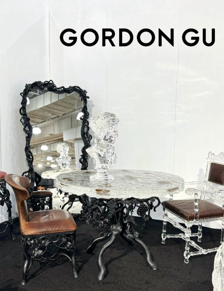 image of booth at ICFF with crystal dining table