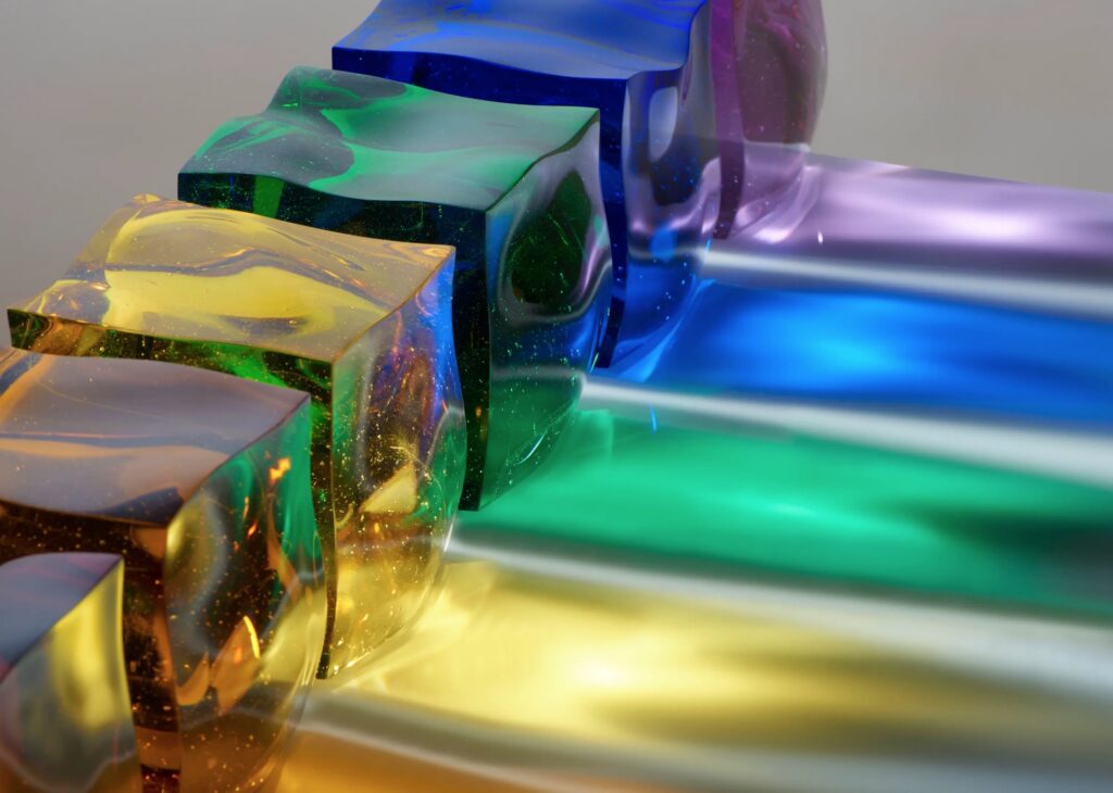 Cubes shown in several colors