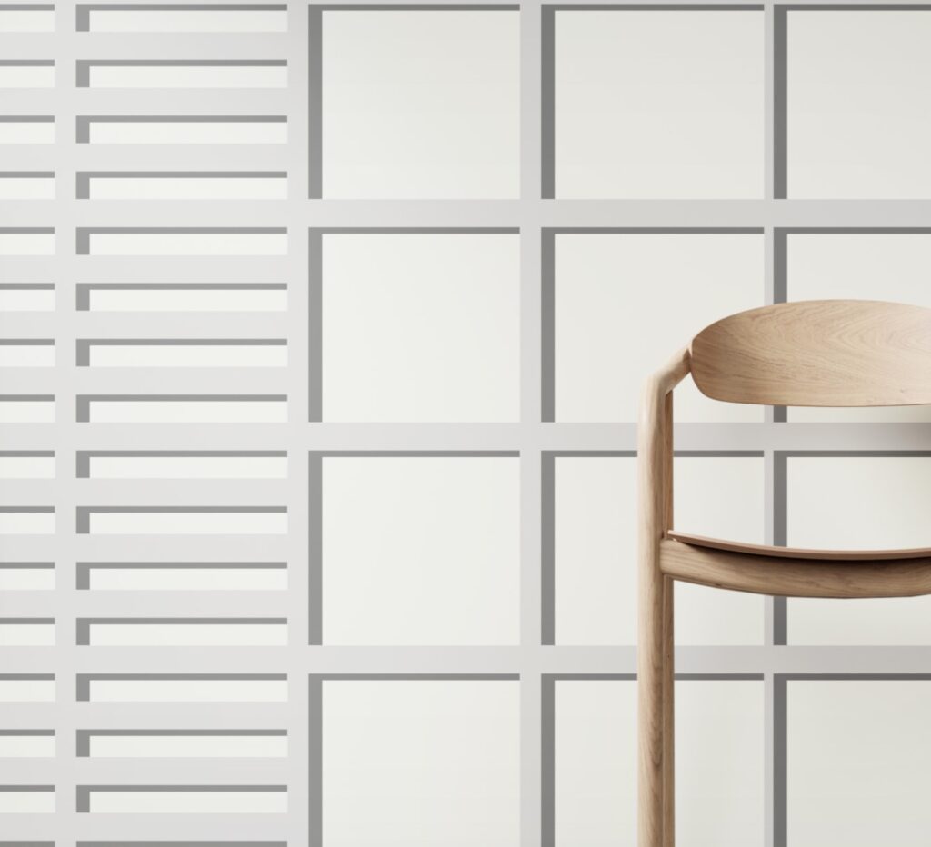 Grid patterns like 3D windows with chair