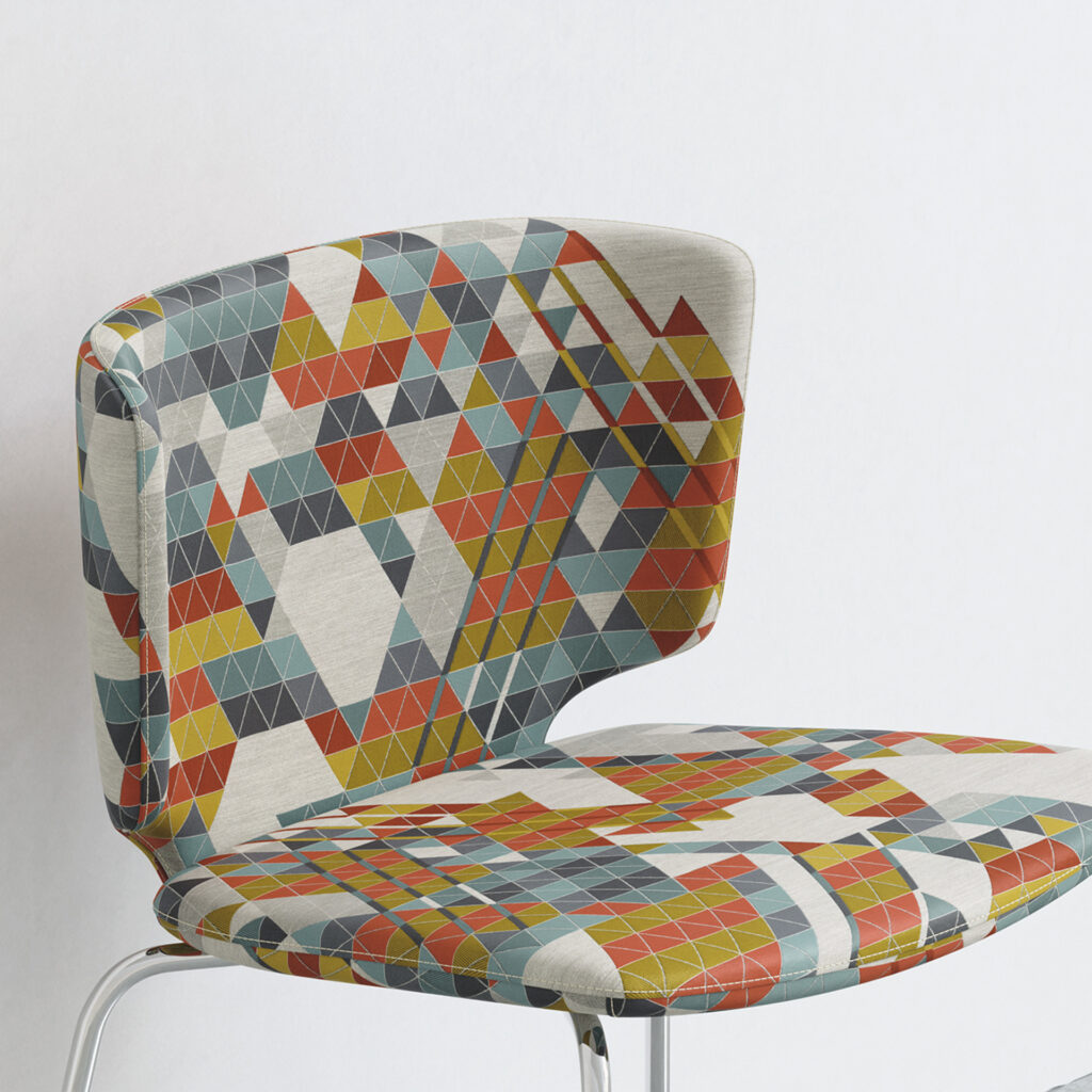 Vertex fabric from Elemental Wright Collection on chair 