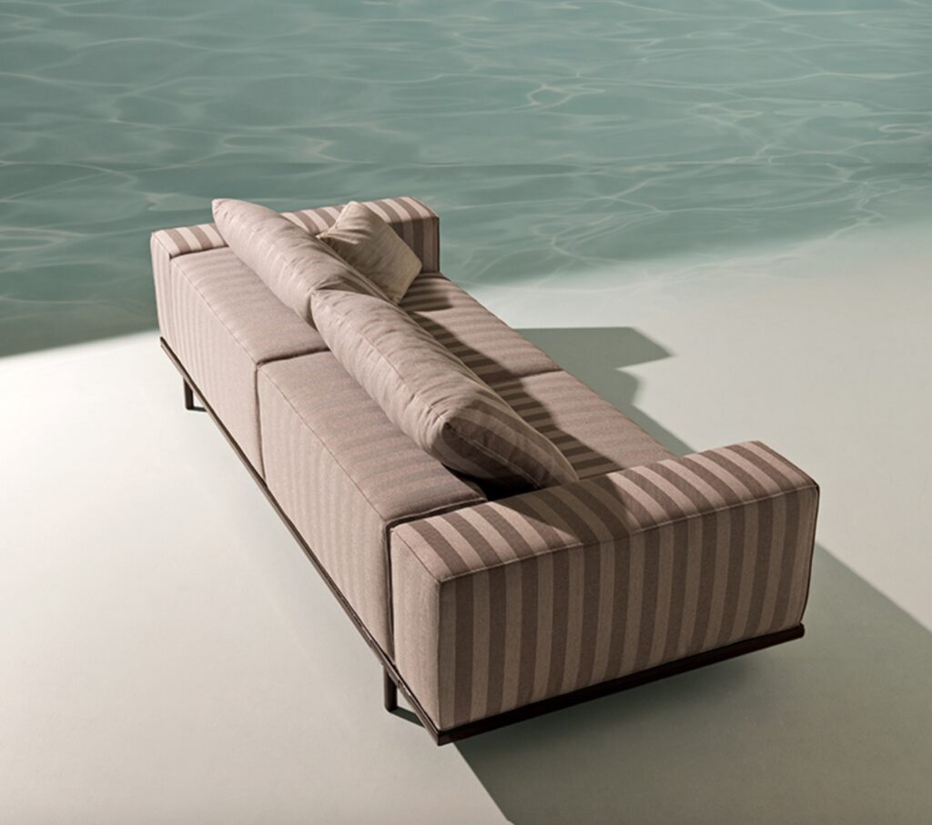 Costiera sofa in tan/brown stripes view from above