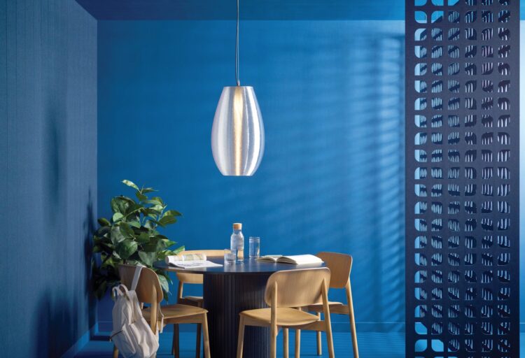 LIghtArt Coil collection fixture in blue room