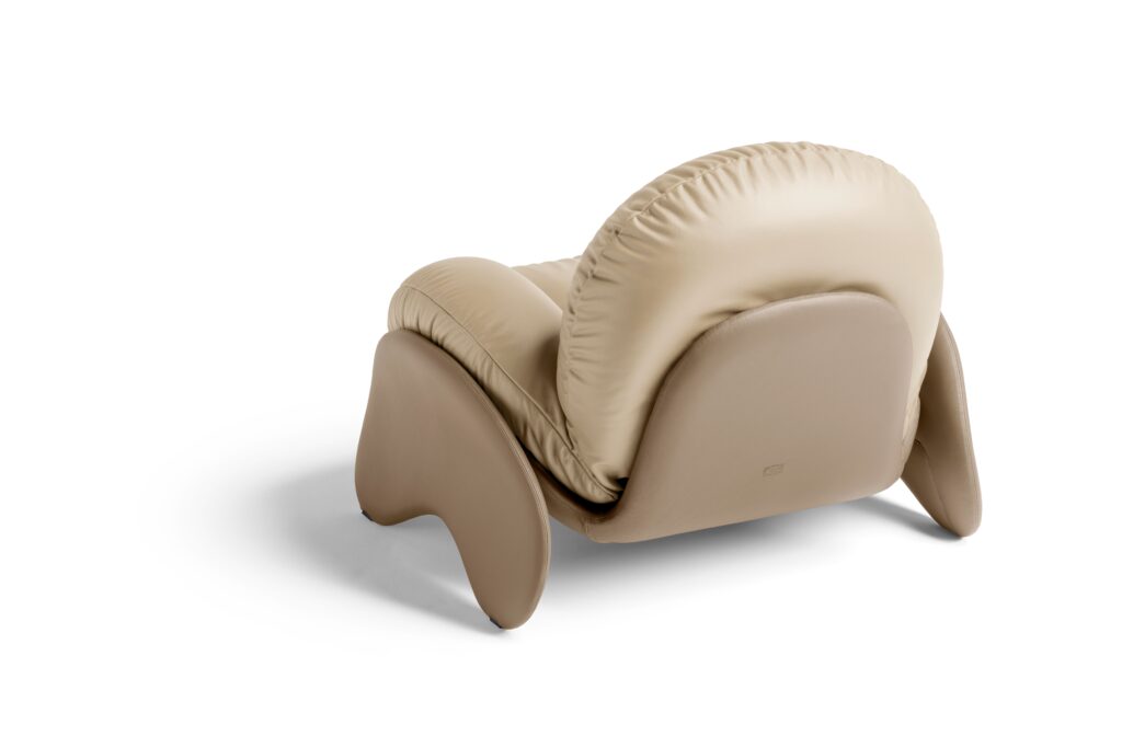 Rear view of Squash chair in tan