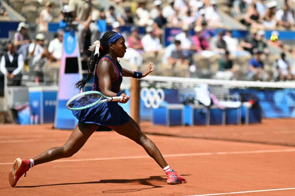 Coco Gauff in action on clay court