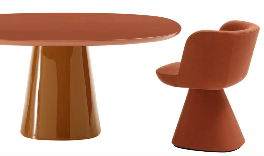 table and chairs in matching orange