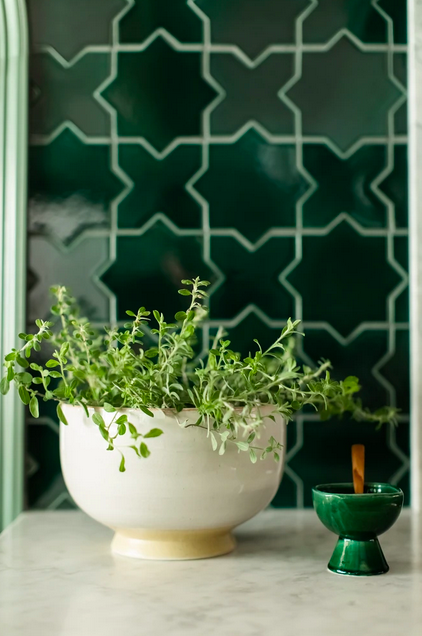 Close up of Evergreen Tile in mosaic pattern