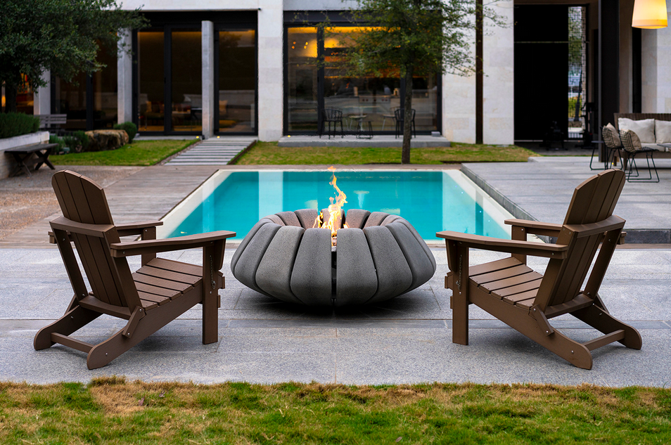 Sunflower fire pit in situ