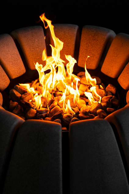 Glowing fire in Sunflower fire pit