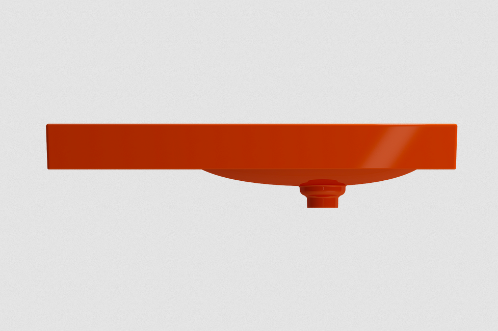 Side view of Etna Wall-Mount sink in Orange