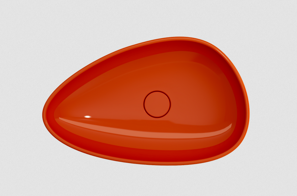 Top view of Etna Vessel bathroom sink in Orange